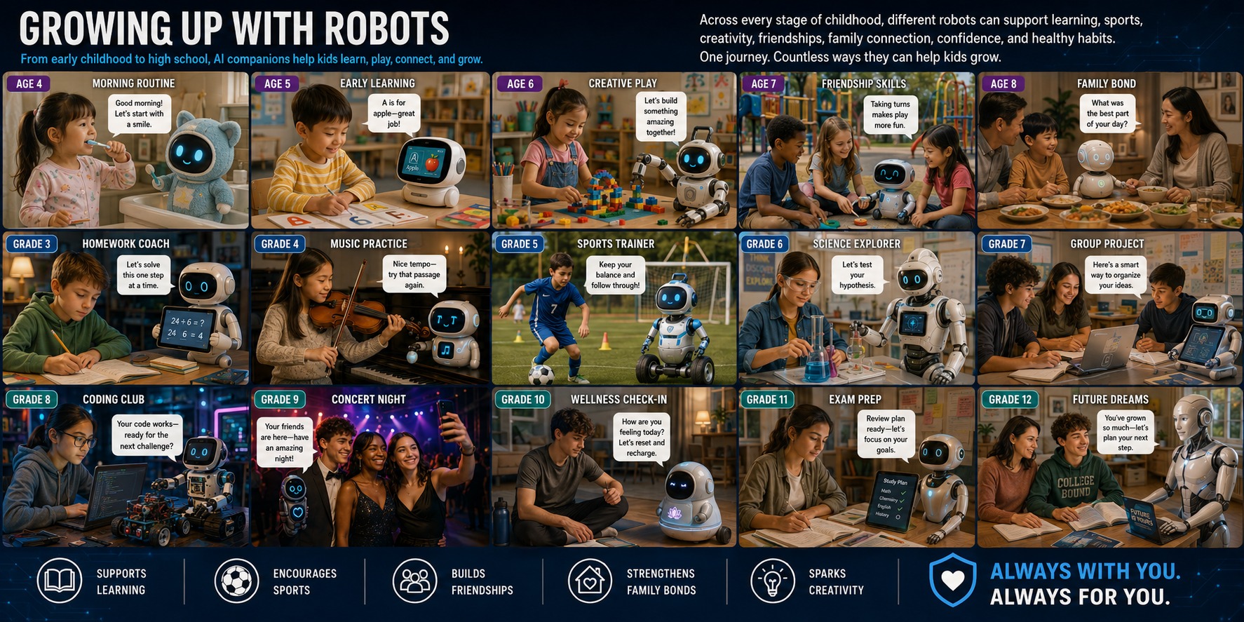 Growing up with robots