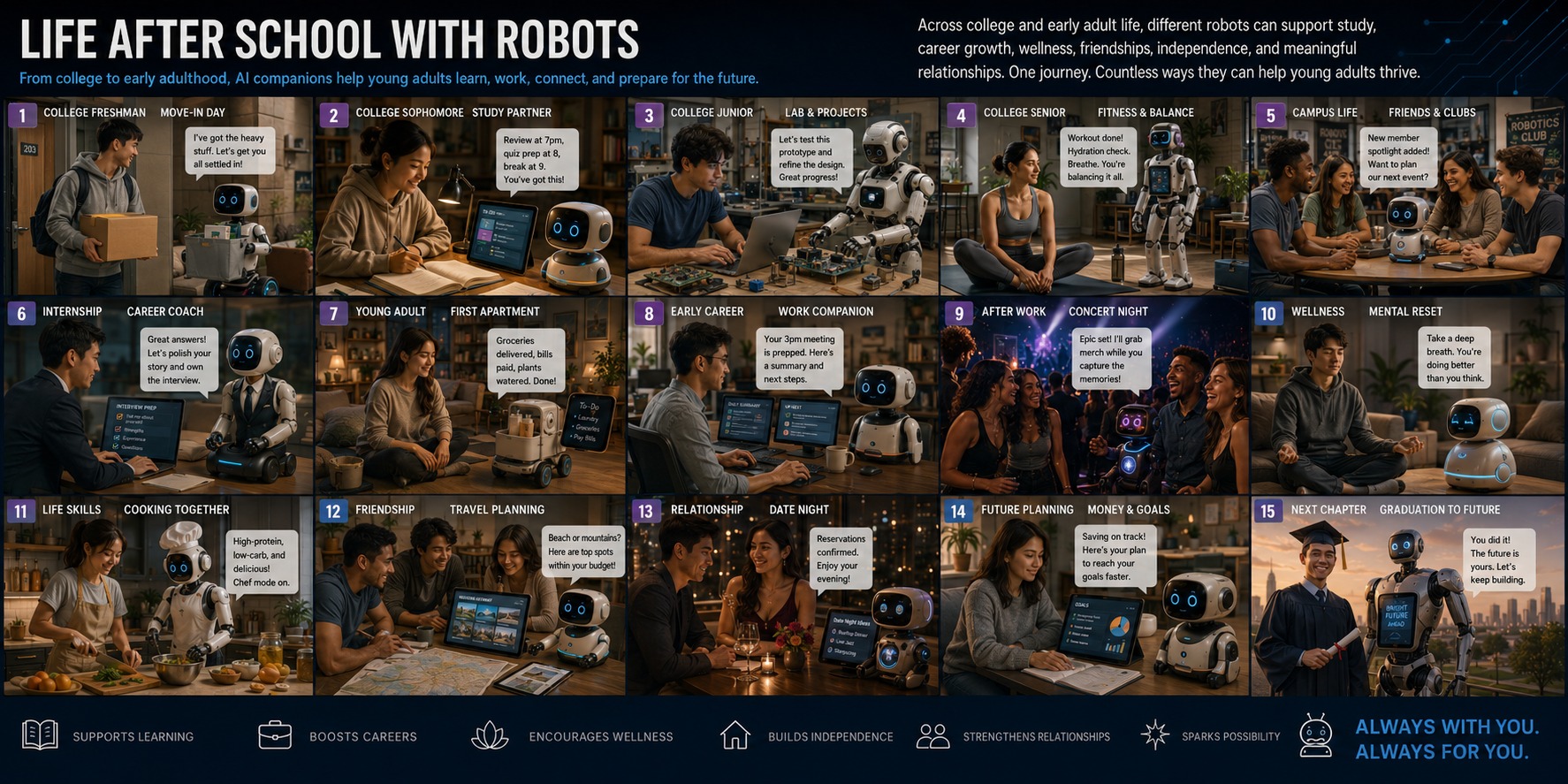 Life after school with robots